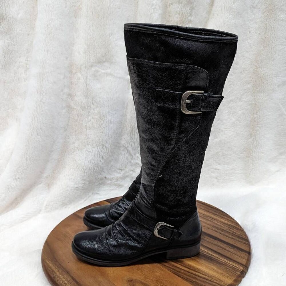 Baretraps Boots Womens 8.5 M Saydo Knee High Tall Riding Black Leather Zipper View 3